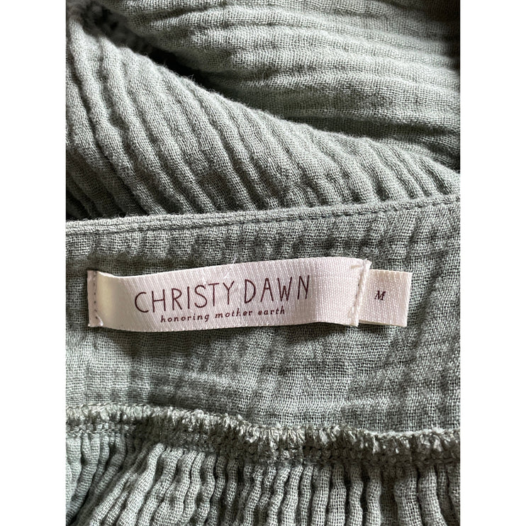 Christy Dawn Bianca Green Half Sleeve Gauze Drop Waist Babydoll Midi Dress Sz M