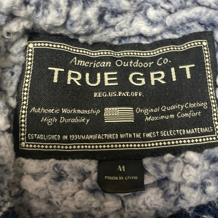 True Grit Men's Blue Faux Sherpa Long Sleeve Quarter Zip Teddy Sweater Top Sz M