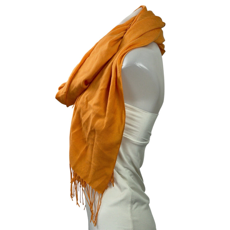 Pashmina Orange Coral Silk Cashmere Fringe Tassel Wrap Shawl Neck Scarf Size OS