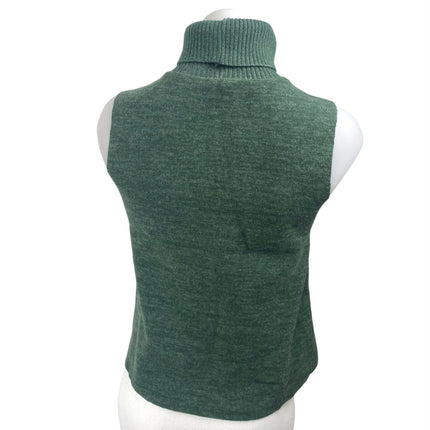 Zara Women's Green Knit Sleeveless Turtleneck Cami Sweater Vest Tank Top Size S
