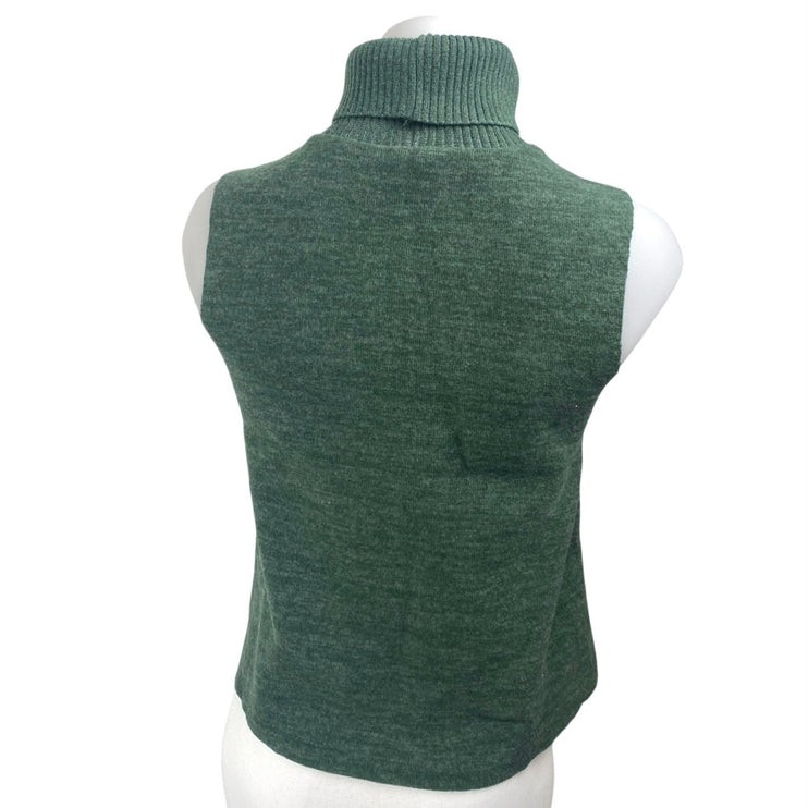 Zara Women's Green Knit Sleeveless Turtleneck Cami Sweater Vest Tank Top Size S