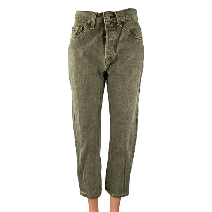 Levi's 501 Women's Green High Rise baggy Straight Leg Denim Jeans Pants Size 26