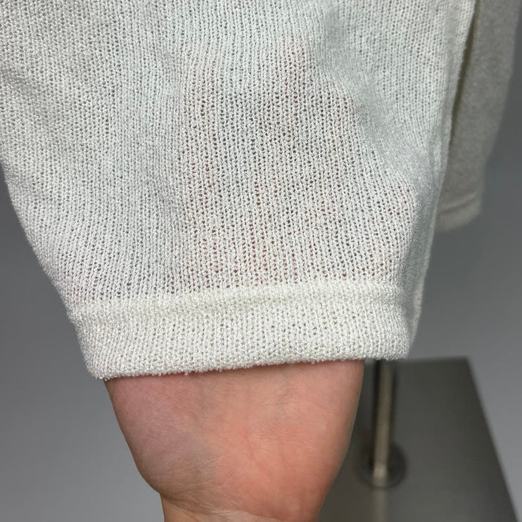 H&M NWT Cream White Short Sleeve Knit Collar Polo V-Neck Shirt Knee Dress Size S