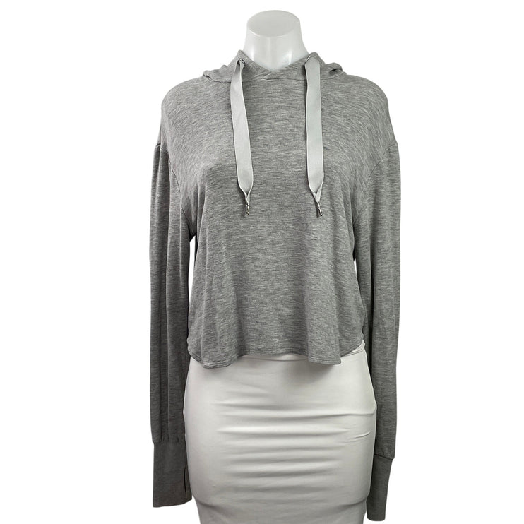 Heroine Sport Women's Gray Long Sleeve Hoodie Hooded Boxy Sweatshirt Top Size XS