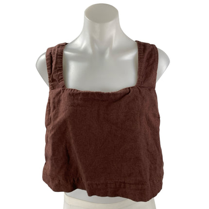 Abercrombie & Fitch Brown Linen Sleeveless Square Neck Tank Crop Top Size M