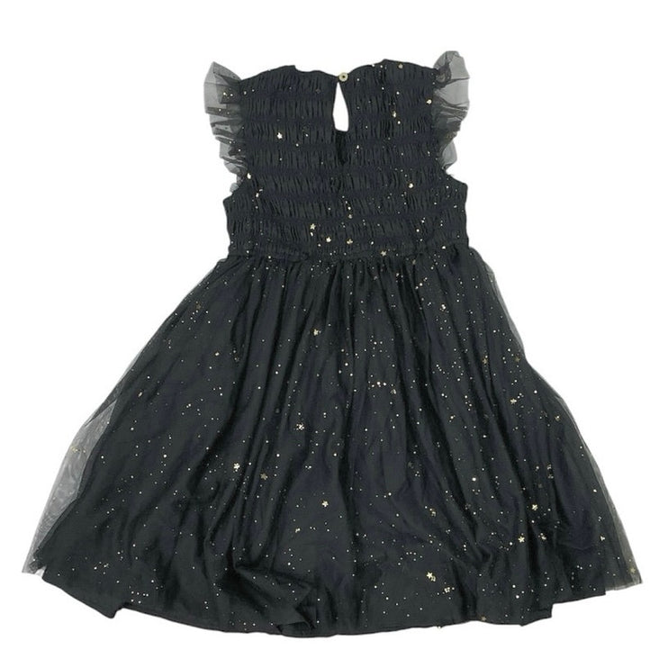 J.Crew Girls Black Gold Metallic Foil Star Flutter Sleeve Tulle Dress Size 8