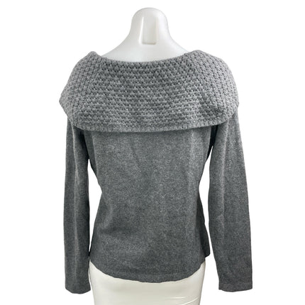 Ann Taylor Women's Gray Knit Shawl Long Sleeve Pullover Sweater Top Size LP