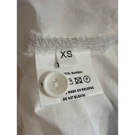 Ozai N Ku Dynaco White Stand Collar Long Sleeve Button Down Shirt Blouse Top XS