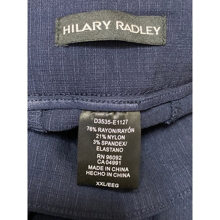 Hilary Radley Women Navy Blue Pull On High Rise Capri Cropped Trousers Pants XXL