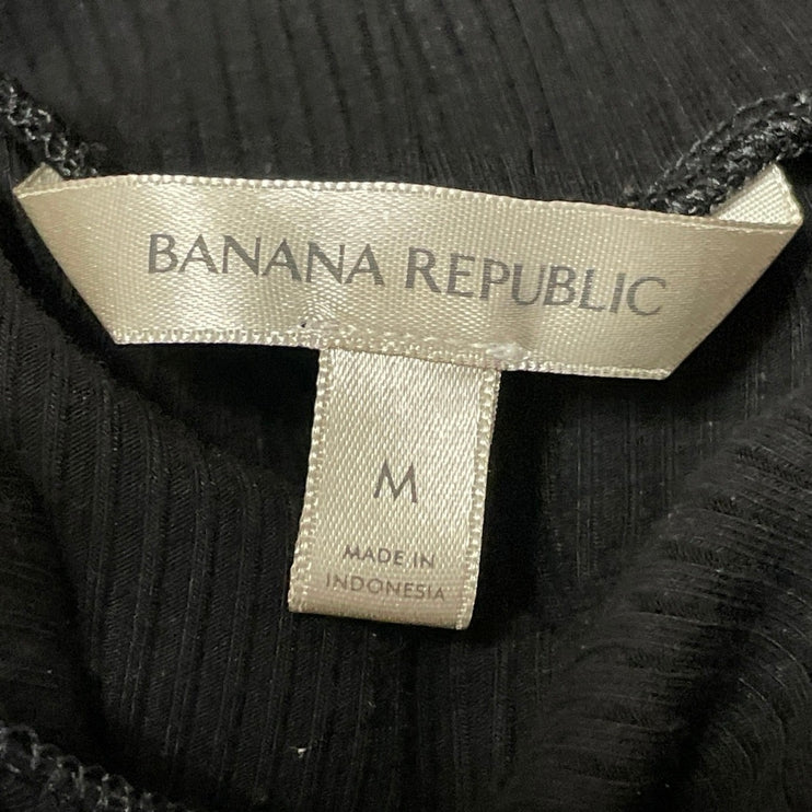 Banana Republic Women's Black Ribbed Knit Mock Neck Long Sleeve Sweater Top M