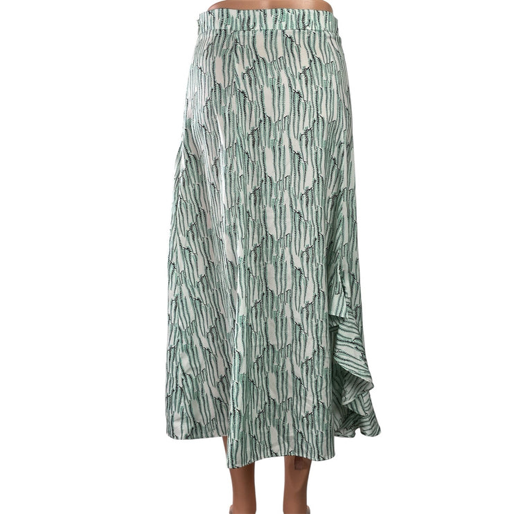 Topshop Women's Multicolor Asymmetric Printed Ruffle Midi Flared A-Line Skirt 4