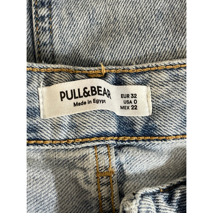 Pull & Bear Women's Blue Light Wash High Rise Wide Leg Baggy Denim Jeans Sz 0