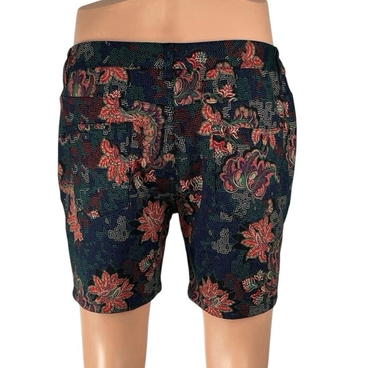NEW Steele Men's Multicolor Geometric Floral Knit Denim Jean Shorts Size 34