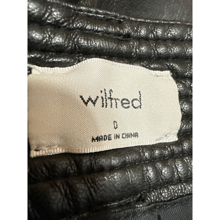 Aritzia Wilfred Black Faux Leather Straight Leg High Waisted Trousers Pants Sz 0