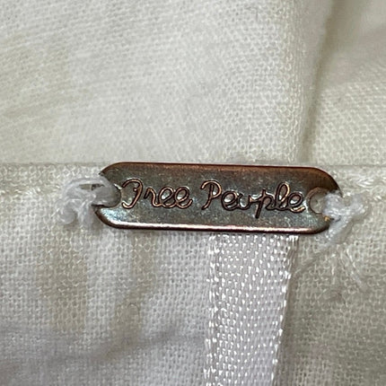Free People Women's White High Rise Button Pleated Wide Leg Trousers Pants Sz 2