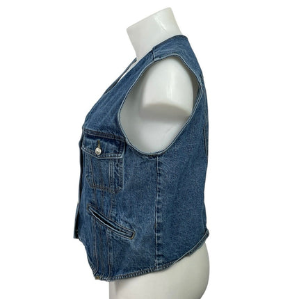 Princess Polly Burrows Medium Blue Wash V Neck Sleeveless Crop Denim Vest Top 10