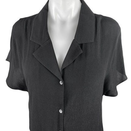 Aritzia Wilfred Free Black Short Sleeve Button Down Mini Shirt Dress Size S
