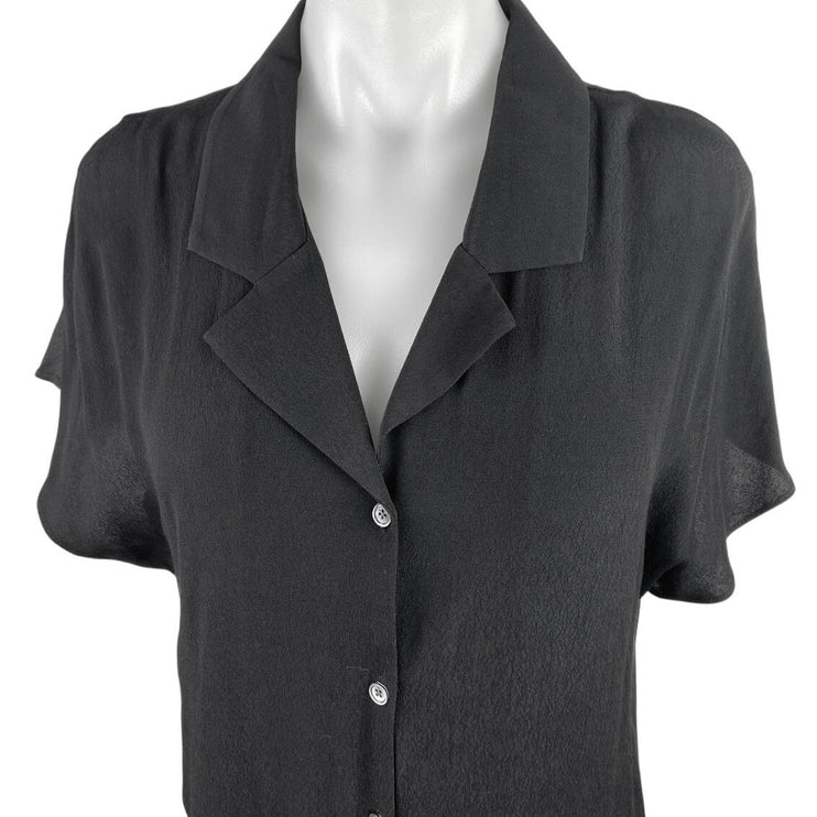 Aritzia Wilfred Free Black Short Sleeve Button Down Mini Shirt Dress Size S