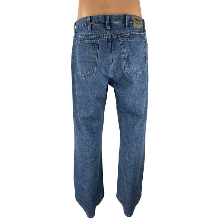 Wrangler Mens Blue High Rise Medium Wash Straight Leg Denim Jeans Pants Sz 34x32