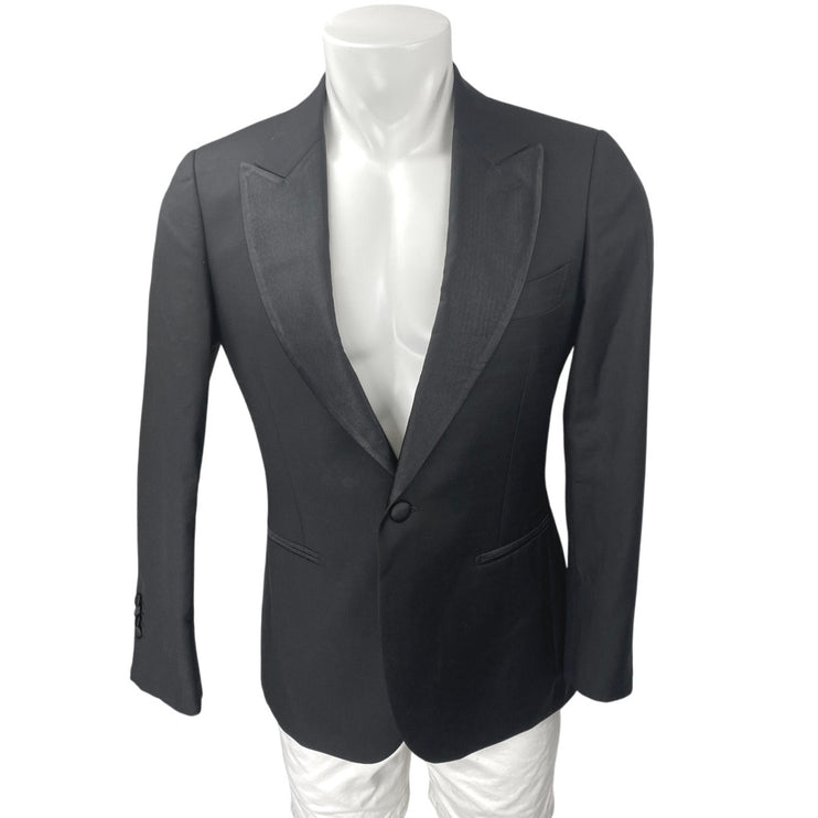 Vitale Barberis Canonico Lazio Black Wool Long Sleeve Slim Blazer Jacket Size S