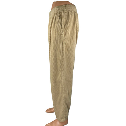 Zara Men's Beige Tan Corduroy Drawstring Tapered Trousers Sweat Pants Size XL