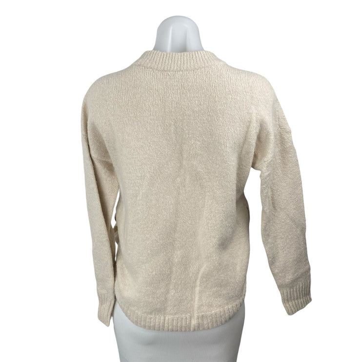 Madewell Women's Wool Crew Neck Long Sleeve Button Sweatshirt Sweater Top Sz XS