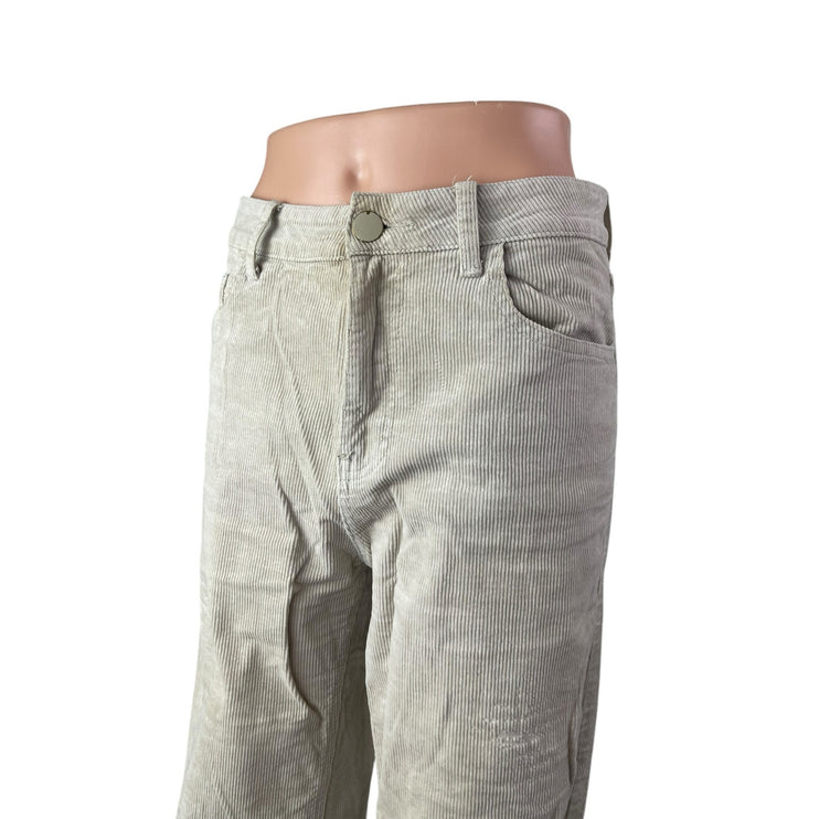 Outfitbook Women's Beige Corduroy High Waisted Straight Leg Trousers Pants M
