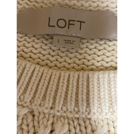 Ann Taylor LOFT Women's Beige Sleeveless Cable Knit Tank Sweater Top Size L