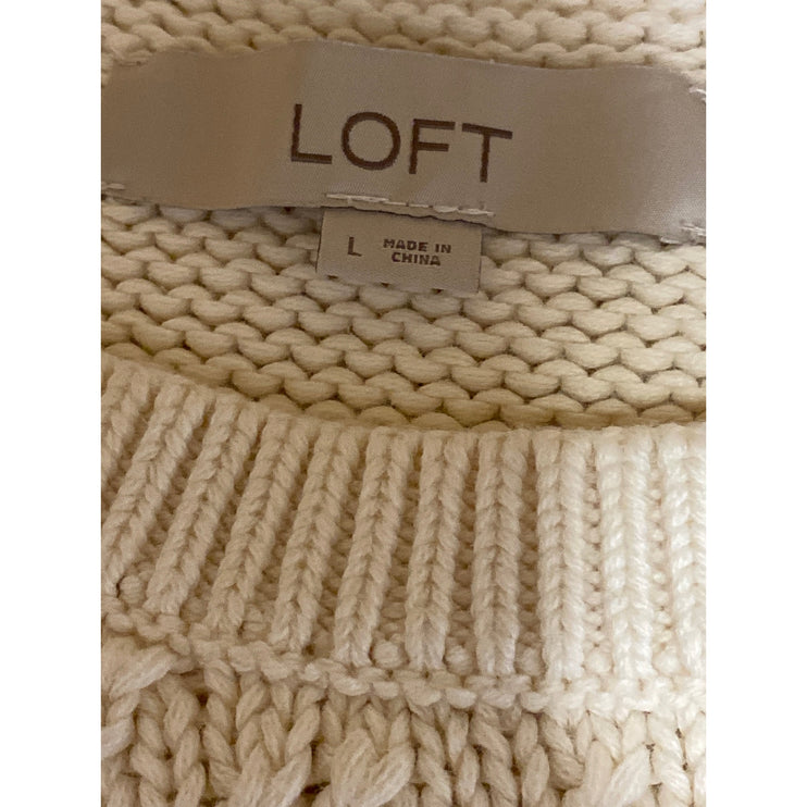 Ann Taylor LOFT Women's Beige Sleeveless Cable Knit Tank Sweater Top Size L