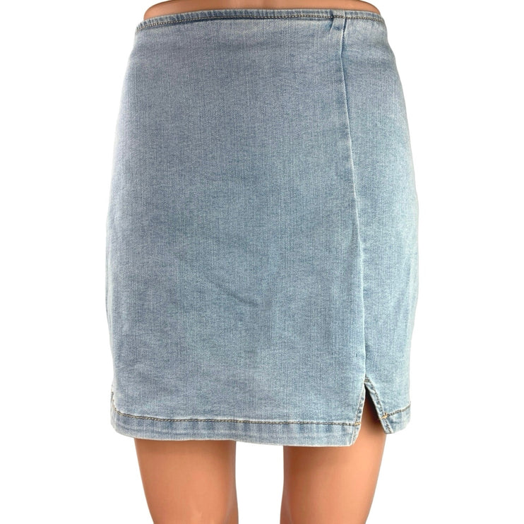 Wild Fable Blue Light Wash High Waist Mini Side Slit Denim Jean Skirt Size 4