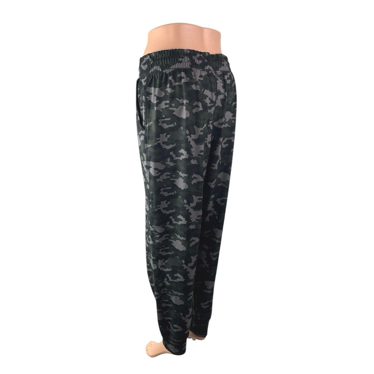 Fabletics Green Camo Camouflage High Waist Drawstring Trousers Joggers Pants L