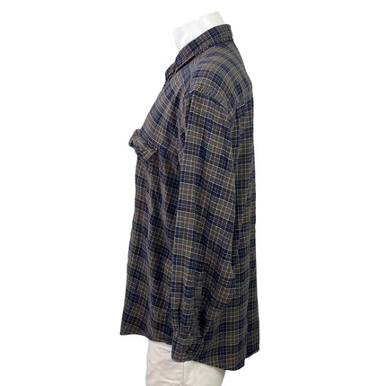 Van Hausen Men Blue Plaid Classic Pocket Long Sleeve Button Down Dress Shirt XL