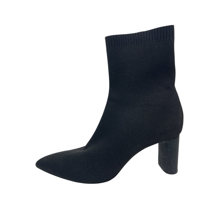 Zara Women's Black Stretch-Knit Pointed Toe Slip-On Heeled Sock Ankle Boot Sz 9