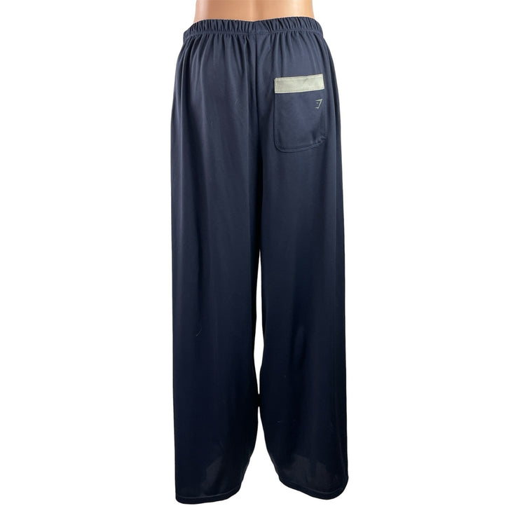 Gymshark Womens Navy Blue Mesh Straight Leg High Waisted Active Trousers Pants M
