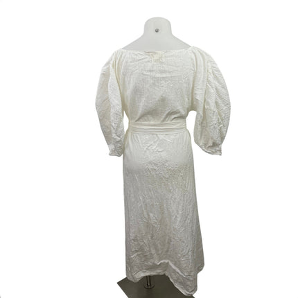 Mara Hoffman Women's White Puff Long Sleeve Belted Maxi Flared A-Line Dress XL