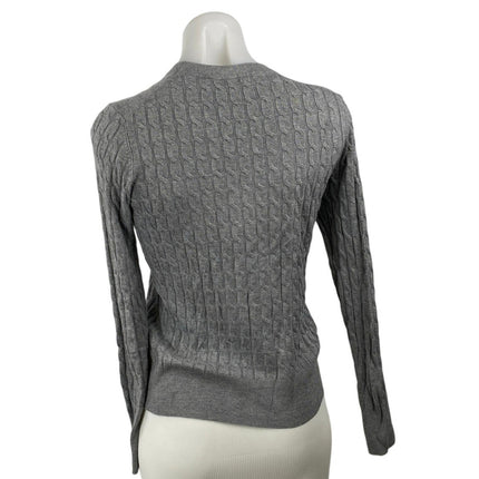Zara Women's Gray Cable Knit Crew Neck Long Sleeve Slim Sweatshirt Sweater Top S