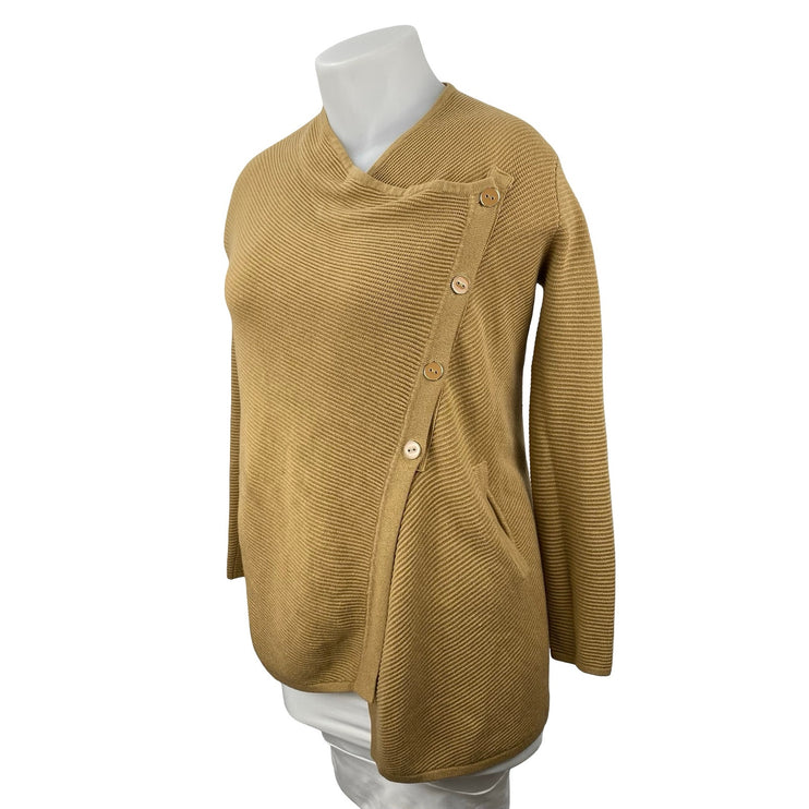 7th Avenue Womens Long Sleeve Cowl Neck Asymmetrical  Button Wrap Sweater Top XS