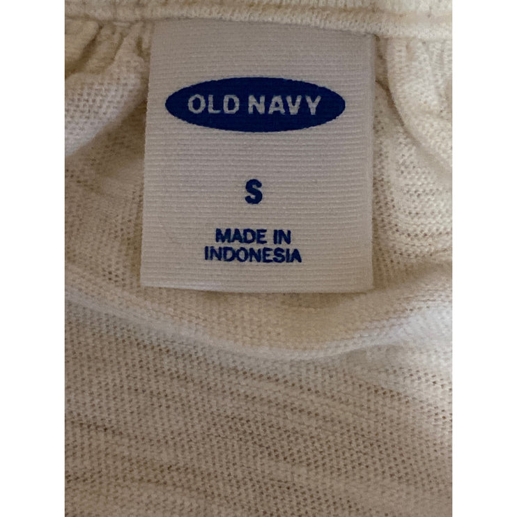 Old Navy Women's Ivory Embroidered Tassel Tie Neck Keyhole Sleeveless Tank Top S
