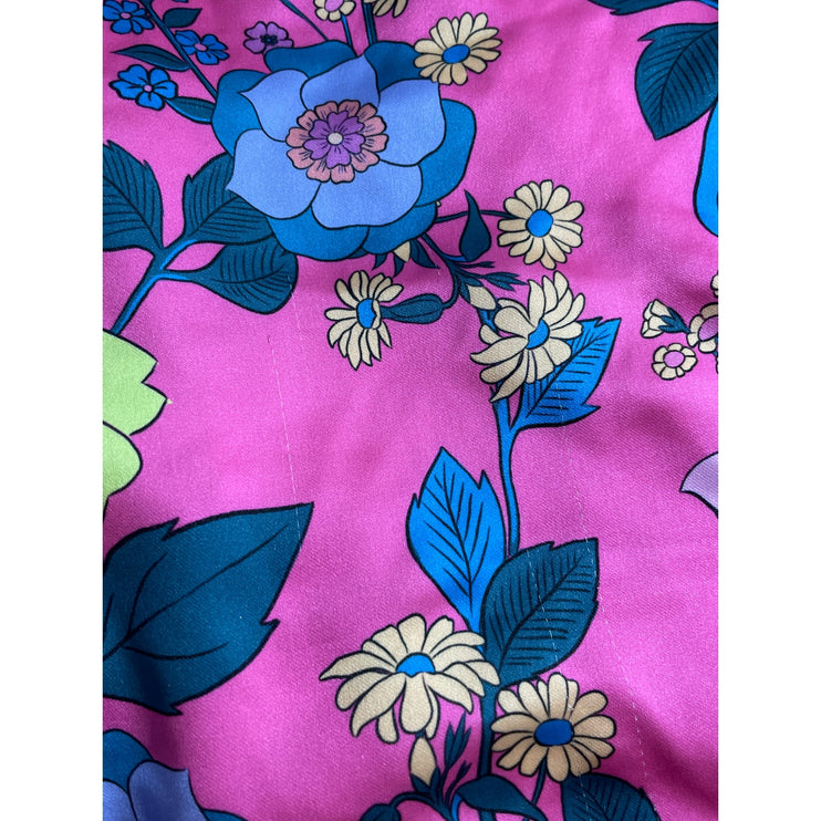 Zara Women's Pink Floral Cutout Keyhole Tie Long Sleeve Blouse Crop Top Size S