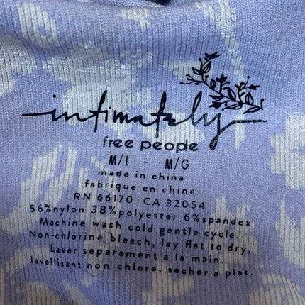 Free People Clean Lines Purple Floral Sleeveless Thong Bodysuit Tank Top Sz M/L