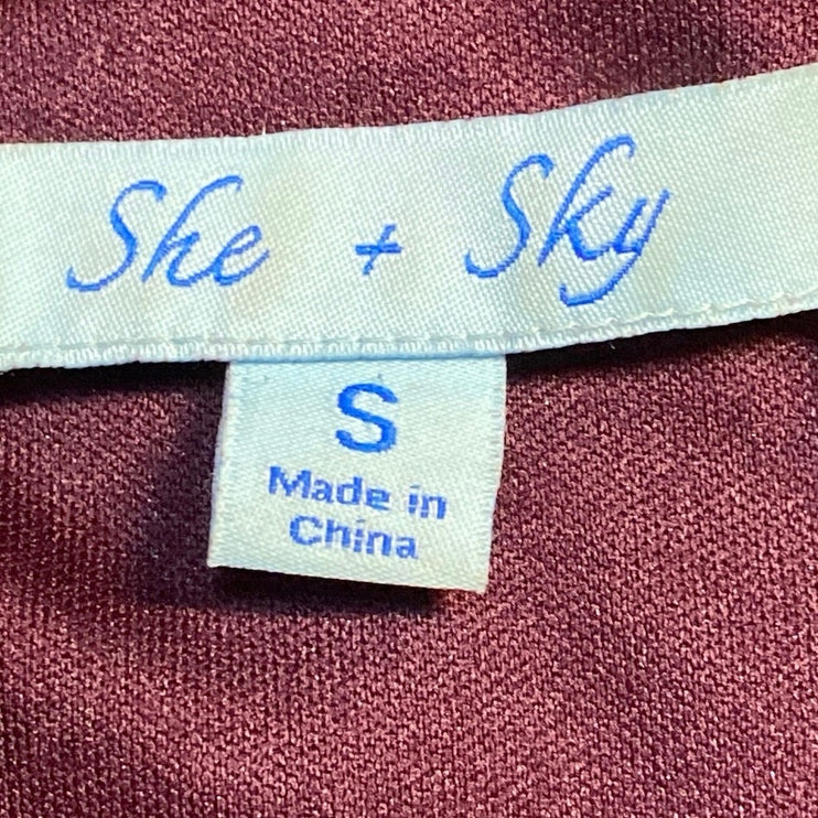 She + Sky Womens Maroon Sleeveless Cutout Active Athleisure Jumpsuit Romper Sz S