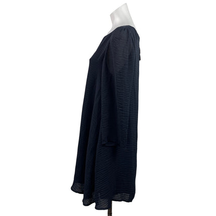 Claudie Pierlot Womens Navy Blue Textured Long Sleeve Mini Shift Dress Size L