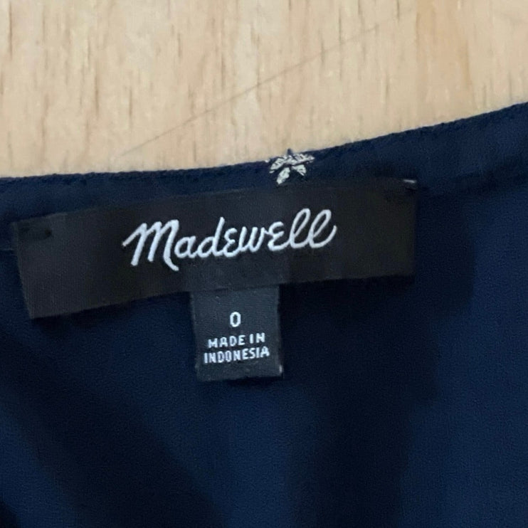 Madewell Navy Blue Polka Dots Sleeveless Tie Scoop Neck Maxi Slip Dress Size 0