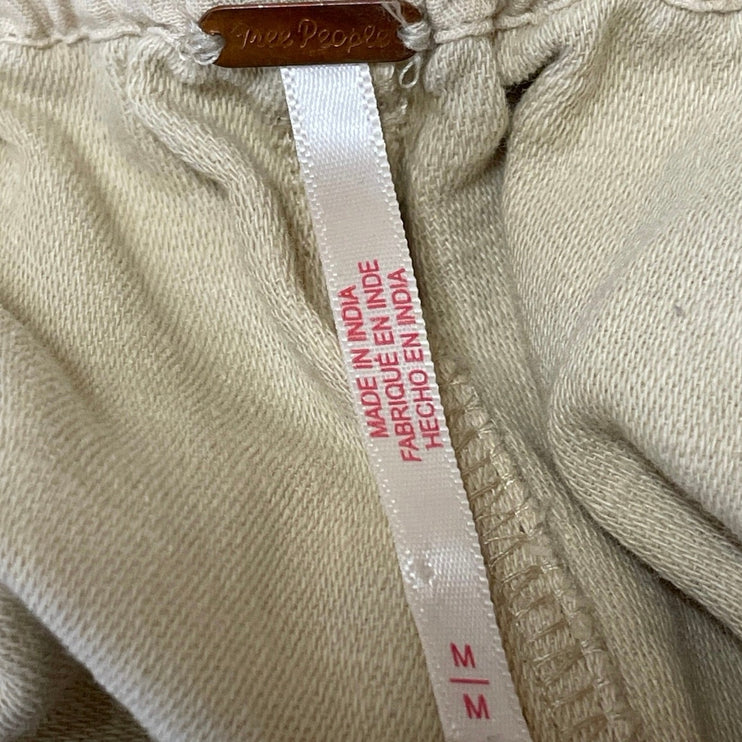 Free People Womens Beige High Rise Elastic Waist Pockets Utility Trouser Pants M