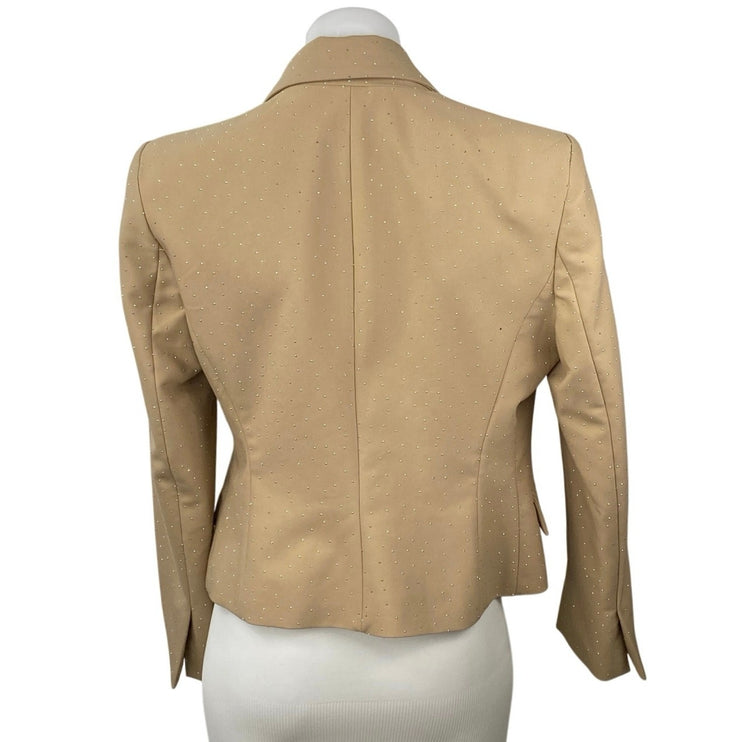 Zara Women's Tan Khaki Long Sleeve Peak Lapel Blazer Coat Suit Jacket Size M