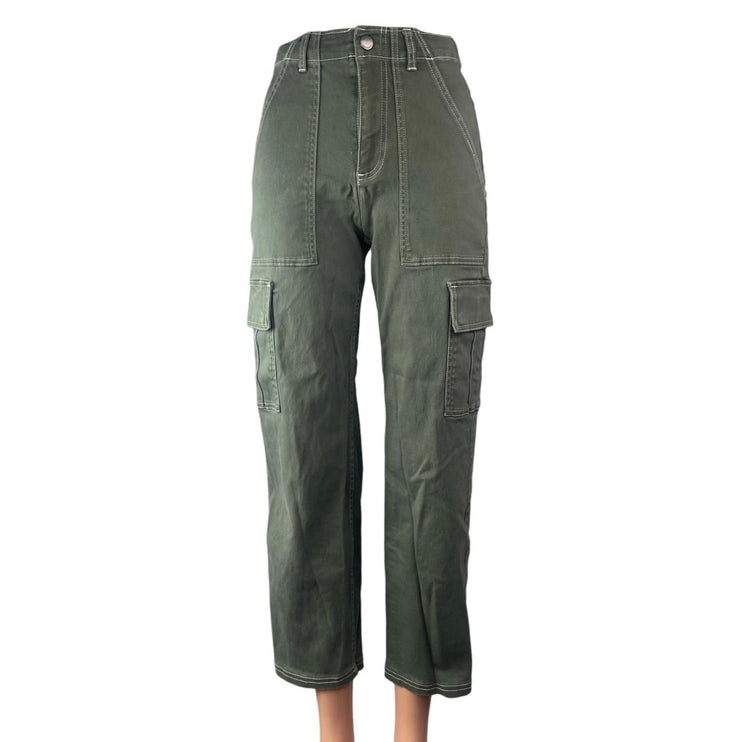 Hollister Womens Green Ultra High Rise Straight Utility Cargo Crop Pants Size XS