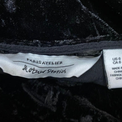 & Other Stories Women's Black Velvet Velour Long Sleeve Button Up Blouse Size 6