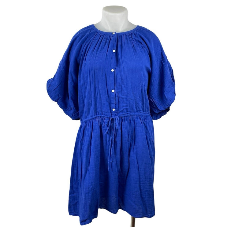 NEW Old Navy Poet Blue Puff Sleeve Mini Peasant Blouson Flare A-Line Dress Sz 4X