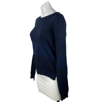 Barneys New York Navy Blue Crewneck Long Sleeve Knit Sweatshirt Sweater Top Sz S