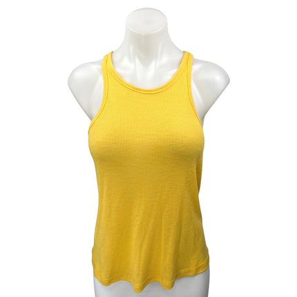 Free People Women's Yellow Rib Knit Sleeveless Racerback Pullover Tank Top Sz XS